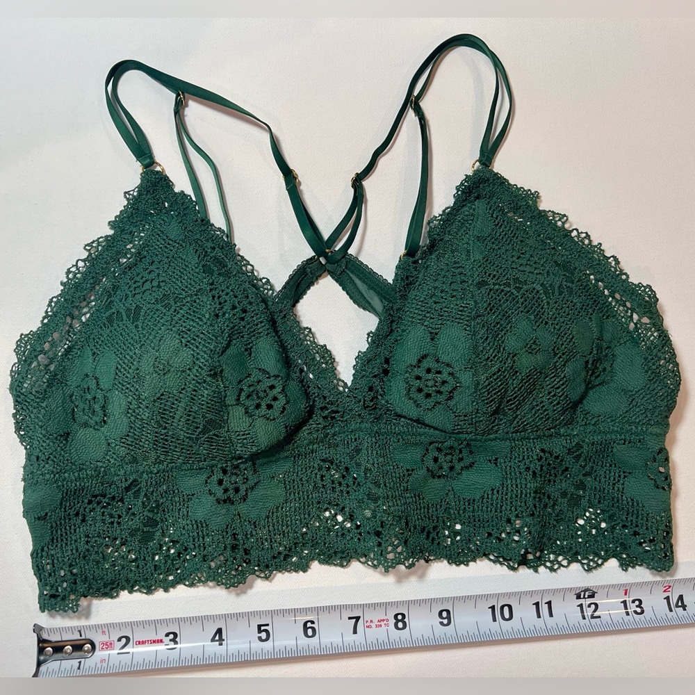 aerie Bralette Green Lace Padded Racerback - Picture 4 of 9